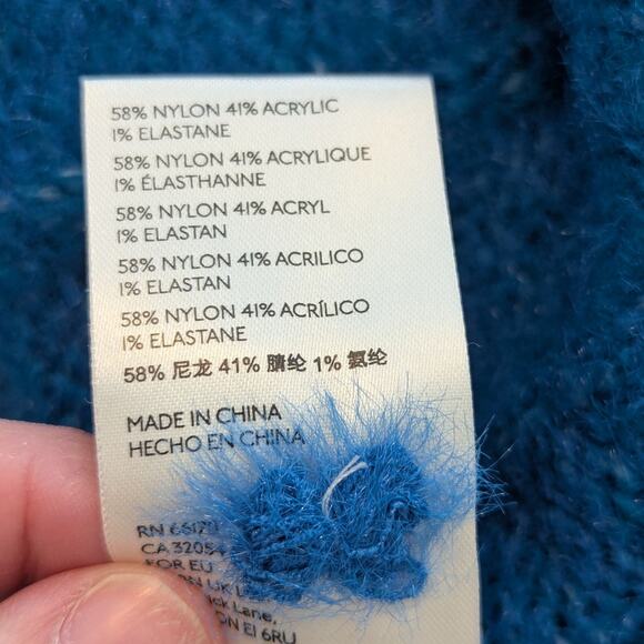 ANTHROPOLOGIE Pilcro Maggie Blue Fuzzy Soft V-Neck Balloon Sleeve Sweater Sz XS - Picture 7 of 7